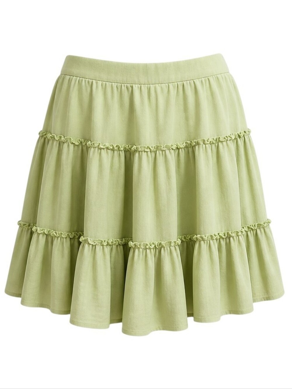 American Eagle Mini Skort Sz L Sage Green 100% Cotton Tiered Ruffled Feminine
